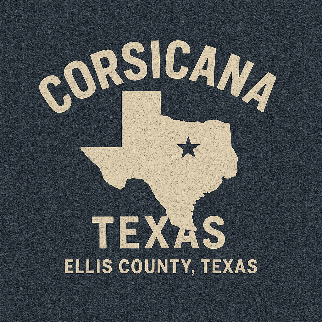 Corsicana, TX - County Map Block Style Shirt Design